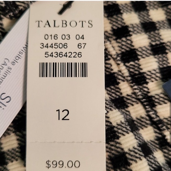 Talbots Gingham, Corduroy high waisted slimming Pant Sz 12 NWT - Picture 10 of 12